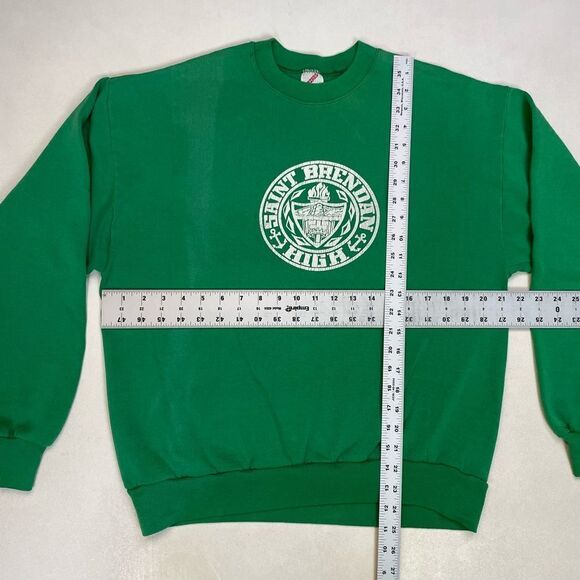 VINTAGE Saint Brendan High Graphic Crewneck Sweatshirt Men Medium Green USA 90s - Picture 7 of 7